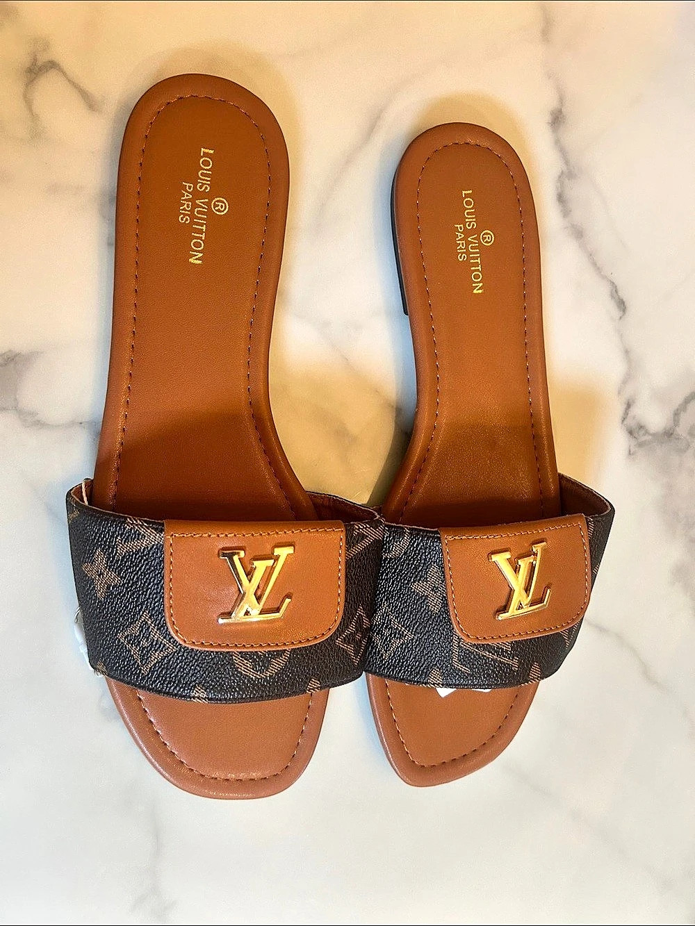 Lock It Flat Mule Sandals Brown & Black